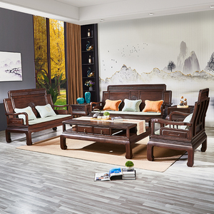酸枝红木家具实木沙发组合简约原木中小户型客厅古典冬夏两用沙发
