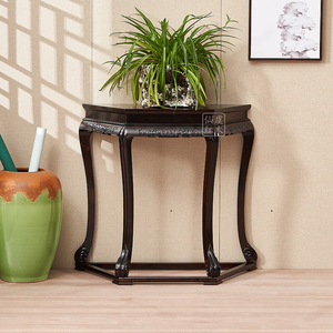 红木紫光檀半圆桌中式玄关入户靠墙玄关仿古实木半月桌带托尼扇面