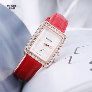 phireste翡拉蒂纳斯女神钻石手表ins轻奢欧美时尚腕表红色ph5588b