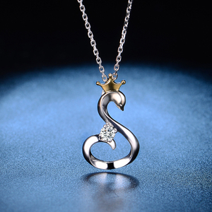 钻妍18k玫瑰金小天鹅钻石项链女定制白金铂金钻石吊坠 单钻送女友
