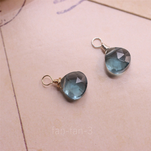 手工理想家-蓝光 印度进口 伦敦蓝石英石切面心形水滴吊坠项坠