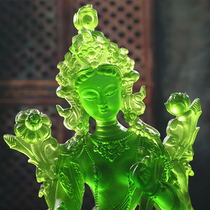 001人付款淘宝琉璃绿度母菩萨摆件佛像工艺品鎏金家居佛堂桌面供奉