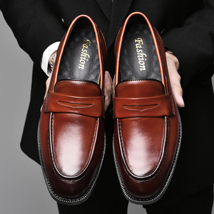 总裁皮鞋男上班商务正装婚鞋高档设计感结婚真皮牛皮ceo休闲皮鞋