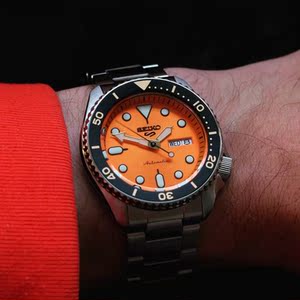 日本精工5号seiko手表男机械表全自动橙水鬼运动夜光腕表srpd59k1