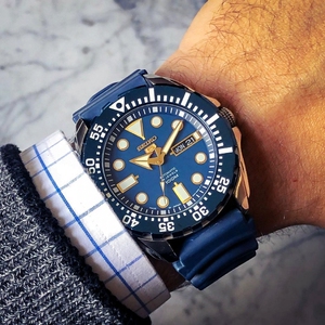 日本原装进口精工seiko新款5号全自动机械男表蓝水鬼手表srp605j2