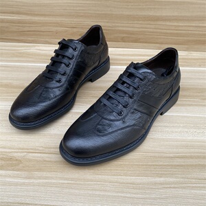 ferre费雷秋冬款男鞋鸵鸟皮商务系带休闲皮鞋xl底缝制轻便透气