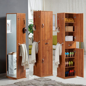 煜铭居旋转鞋柜圆柱全身穿衣镜带挂衣架的多功能收纳门厅柜简约现