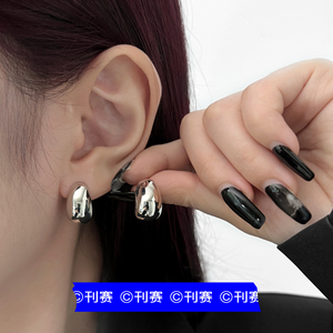 KANSAI银色C型耳钉个性简约ins欧美风耳环女小众高级感气质耳饰品