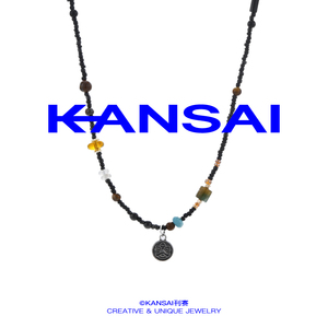 KANSAI醒狮黑色串珠项链小众复古个性民族风配饰2023年新款潮饰品