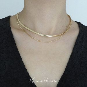KANSAI新款金色双层蛇骨项链高级简约轻奢小众设计感气质细锁骨链