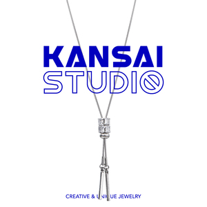 KANSAI圆筒锆石方条项链女小众设计感毛衣链个性时尚高级感潮饰品