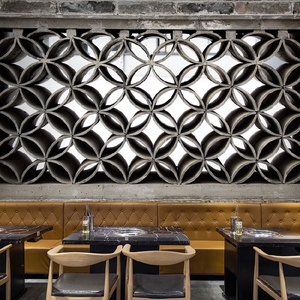 复古砖墙镂空仿古瓦片壁纸立体建筑餐厅农家乐包厢火锅店背景墙