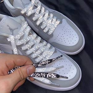 aj影子灰鞋带适用于白小dior迪奥女渐变黑灰色扎染高低帮冰蓝烟灰