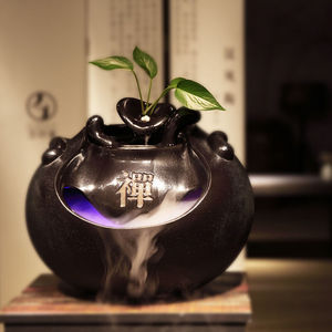 万仟堂(edenus)流水摆件桌面加湿流水器装饰摆件禅流水p有禅字