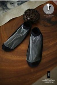 外贸大码黑色透明精美水晶丝玻璃纱棉质拼接打底短船袜隐形袜特价