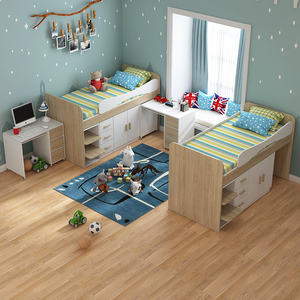 儿童床男孩女孩床书桌衣柜一体床半高床组合床二胎儿童房可定制