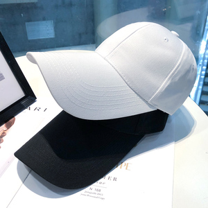 白色帽子新款春秋加长帽檐鸭舌帽女韩版潮男士黑色光板棒球帽太阳