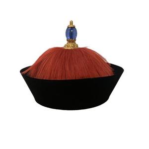 清朝帽子男圆顶太监帽清兵大臣王爷顶戴花翎官帽清朝凉帽演出道具