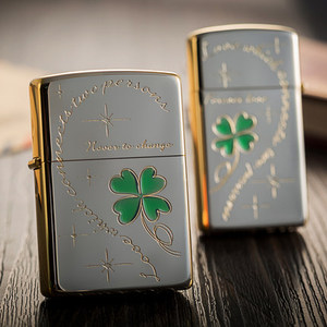 美国原装正品zippo打火机正版情侣对机幸运四叶草男士送礼限量版