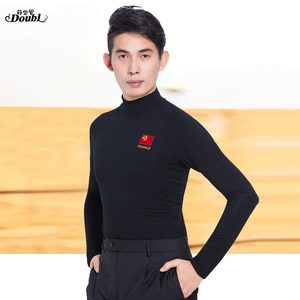 丹宝罗男士摩登舞练功服上衣长袖男跳舞服装高领国标舞舞蹈服舞衣