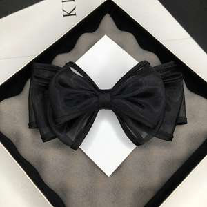 黑色网纱蝴蝶结发夹后脑勺夹子头饰日韩简约气质百搭横夹顶夹发饰