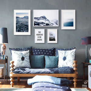 艺术微喷北欧风景雪山高山摄影海报油画布画框相框画芯 可定制