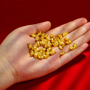 黄金元宝au999纯金供曼扎小摆件收藏投资黄金供佛装藏日月金元寶