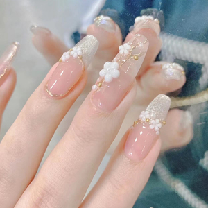 2022新款夏季高级感假指甲成品美甲贴片穿戴式长款辣妹新娘甲定制