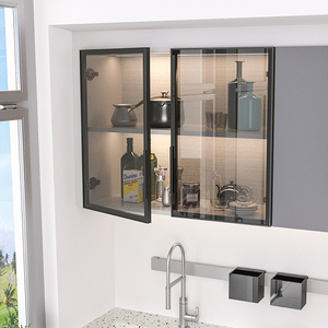 定制长虹玻璃柜门自装订制橱柜门书柜门加装铝合金柜子茶色酒柜门