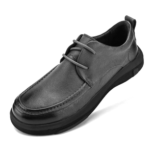 高端皮鞋男真皮系带厚底宽脚商务休闲鞋头层牛皮男士大头舒适男鞋