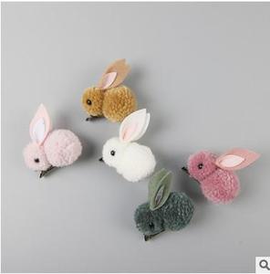 可爱羊羔毛毡立体小兔子发夹毛绒兔耳朵秋冬女头绳儿童弹力发圈