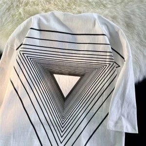 美式街头hiphop三角形短袖t恤男女ins潮牌纯棉宽松情侣半袖上衣服