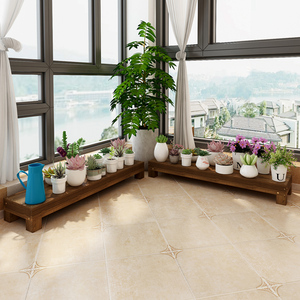 防腐木花架置物架阳台落地式角落单层花架子花盆架客厅实木多肉架