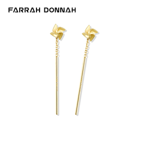Farrah Donnah法斗时尚珠宝18k金耳线 长款风车