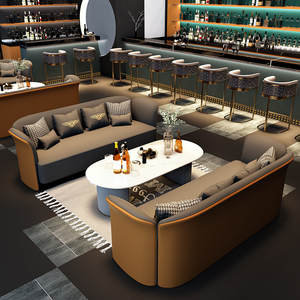 轻奢酒吧休闲接待沙发卡座现代商务休息区会客沙发售楼处洽谈桌椅