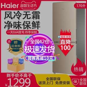 Haier/海尔BCD-170WDPT冰箱家用170升双门两门风冷无霜小型电冰箱