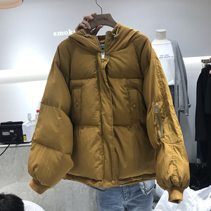 smoky韩国ulzzang2017秋冬新款百搭简约显瘦保暖连帽外套棉服女