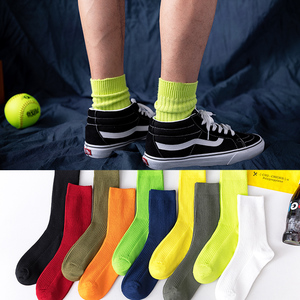 袜子男中筒袜ins潮夏季日系长袜绿色高腰袜余文乐同款堆堆袜子i男