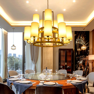 中式饭店餐饮多头10 5包厢铁艺灯饰会所酒店宴会大厅吊灯带射灯