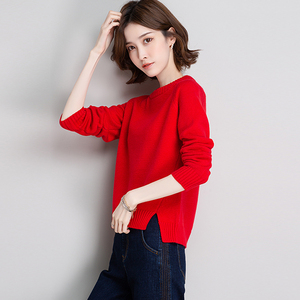 本命年大红色毛衣女短款秋冬装小个子洋气内搭高腰小款针织打底衫