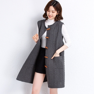 丑象旗舰店天猫女士马甲背心针织早秋中长款坎肩毛衣开衫时尚马夹