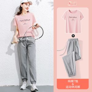 运动休闲套装女夏季2021年新款韩版宽松设计感薄款两件装爆款潮