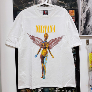 nirvana涅槃乐队天使短袖t恤宽松oversize复古欧美高街白 街头h-3