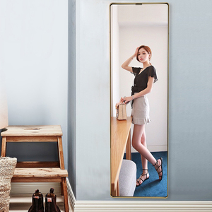 全身镜窄边框圆角不锈钢试衣镜服装店促销美颜镜落地镜家用穿衣镜
