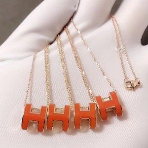 hermes爱马仕h项链纯18k白金黄金满钻珐琅h手镯男女款锁骨链项圈