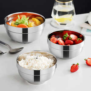 304不锈钢碗儿童宝宝婴儿吃饭碗家用食品级双层隔热防烫防摔铁碗