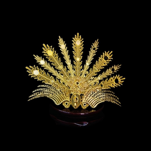 亿铜饰品古风 diy金丝凤冠 汉服头饰大发冠 新娘发饰九尾凤 配饰