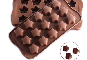 热销 花纹五角星巧克力模具 硅胶冰格模具 立体翻糖果烘焙蛋糕模