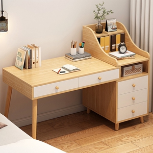 床头柜带书桌一体经济型家用儿童写字桌卧室床边小桌子带抽屉简约