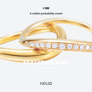 HELIO赫粒时空之环18K黄金戒指原创设计情侣对戒婚戒钻石指环尾戒
